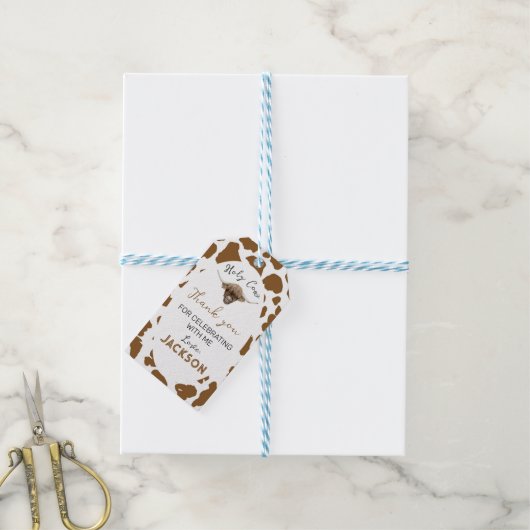 Highland Koe Verjaardag Dank u Label Cadeaulabel (Met Touw)