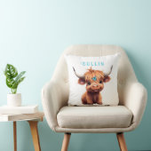 Highland koe vlinder waterverf naam kussen (Stoel)