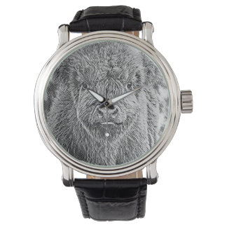 Highland Koe Woodcut Watch Horloge
