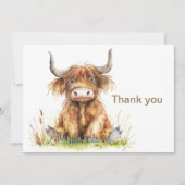 Highland Koe Zittend in Grass Bedankkaart (Voorkant)