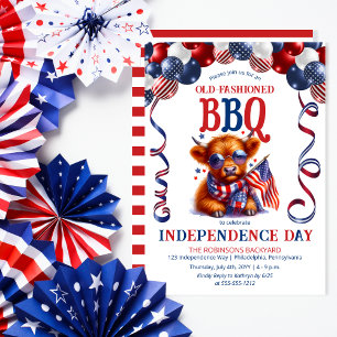 Highland Koe   Zonnebril 4 juli BBQ Party Kaart