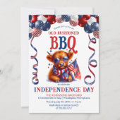 Highland Koe zonnebril Independence Day BBQ Party Kaart (Voorkant)