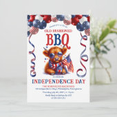 Highland Koe zonnebril Independence Day BBQ Party Kaart (Staand voorkant)