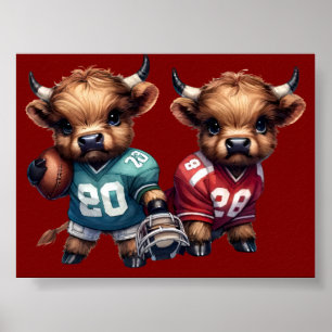 Highland Koeien en Football Poster
