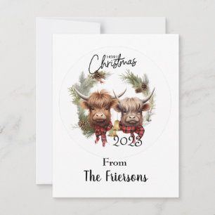 Highland Koeien Kerst Kaart