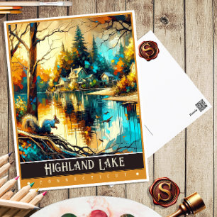 Highland Lake, Connecticut Schilderij uit het ve Briefkaart
