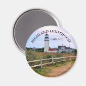 Highland Lighthouse, Massachusetts Round Magnet (Recto/Verso)