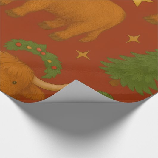 Highland Noel Glow (Red Edition) Cadeaupapier (Hoek)