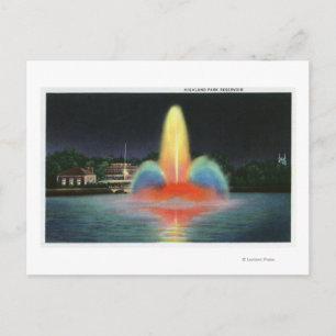 Highland Park Reservoir, verlicht bij nacht Briefkaart