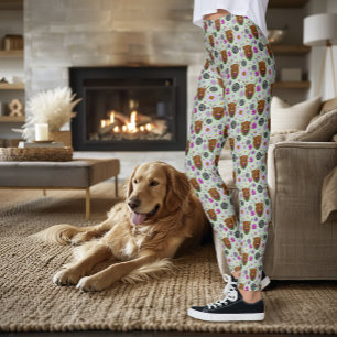 Highland Schotse Koe Paarse Keltische Knoop Werk Leggings