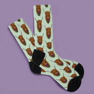 Highland Schotse Koe Paarse Keltische Knoop Werk Sokken