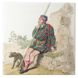 Highland Shepherd, uit 'Costume of Great Britain' Tegeltje
