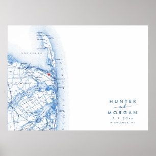 Highlands NJ Wedding Modern Kaart Gastboek Poster