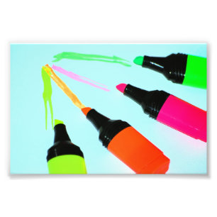 HIGHLIGHTER LIMOEN SCHOO van het Neon van PENNEN Foto Afdruk