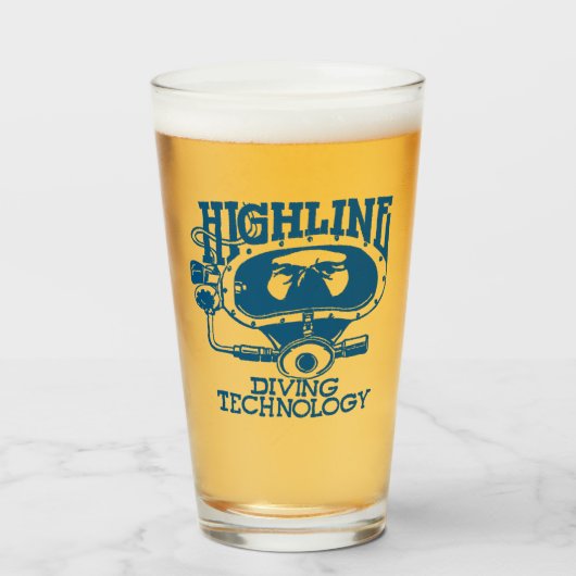 Highline Diving Technology Retro Logo Glas (Voorkant gevuld)