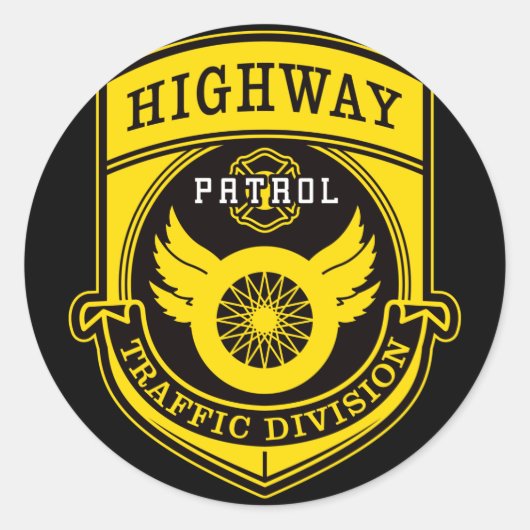 Highway Patrol Ronde Sticker (Voorkant)