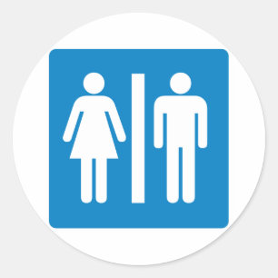 Highway Sign. Facilities Restroom Ronde Sticker