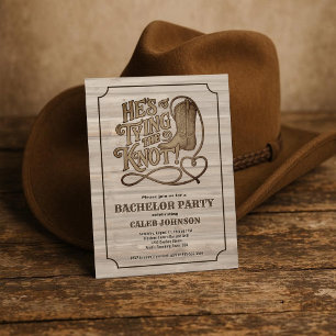 Hij bindt de knoop cowboy Westerne vrijgezellenfee Kaart