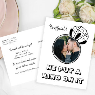 Hij deed er een ring om foto casual verloving aankondigingskaart