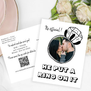 Hij deed er een ring om foto QR CODE verloving Aankondigingskaart