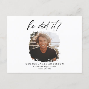 Hij deed het blauw modern afstuderen briefkaart