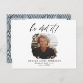 Hij deed het blauw modern afstuderen briefkaart (Voorkant / Achterkant)