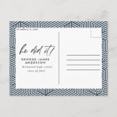 Hij deed het blauw modern afstuderen briefkaart (Achterkant)