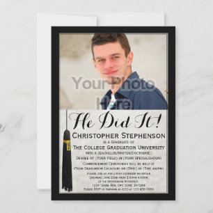Hij deed het Tassel Custom Photo College Graduing Kaart
