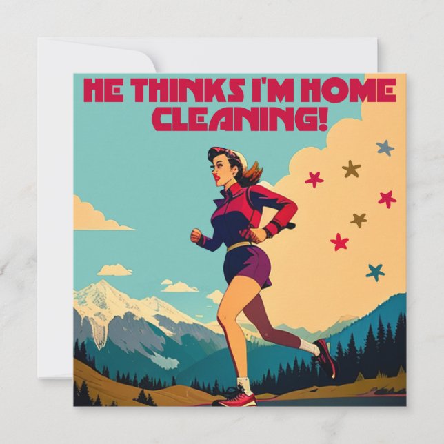 Hij denkt dat ik thuis Sassy Runner schoonmaak (Voorkant)