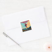 Hij denkt dat ik thuis Sassy Runner schoonmaak Vierkante Sticker (Envelop)