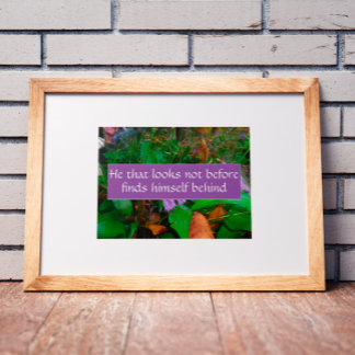 Hij die niet voor wijsheid gezegde kijkt poster