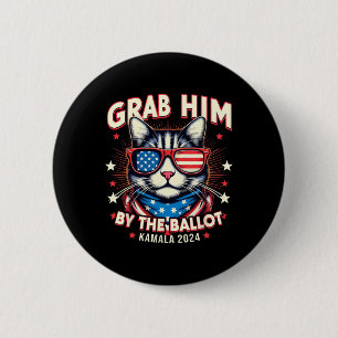 Hij door de stemming Kamala 2024 Cat Lovers USA Vl Ronde Button 5,7 Cm