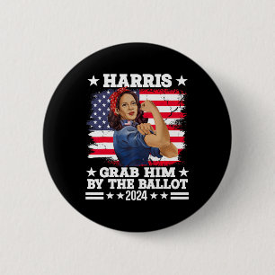 Hij door de stemming Kamala 2024 Funny Harris Elec Ronde Button 5,7 Cm