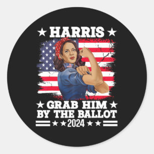 Hij door de stemming Kamala 2024 Funny Harris Elec Ronde Sticker
