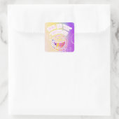 Hij door het leven vierkante sticker (Tas)