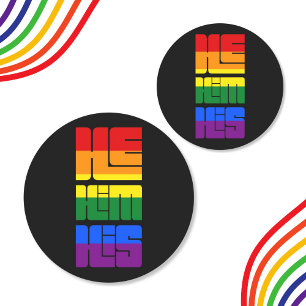Hij gaf hem zijn voornaamwoorden Pride Rainbow Des Ronde Sticker