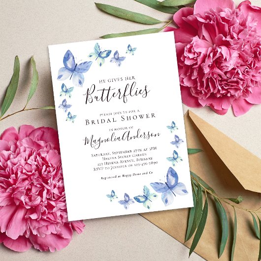 Hij geeft haar vlinders Vrijgezellenfeest Kaart