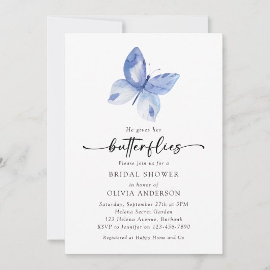 Hij geeft haar vlinders Vrijgezellenfeest Kaart (Voorkant)