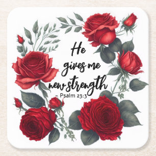 Hij geeft me nieuwe kracht vierkante kartonnen onderzetter