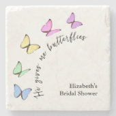 Hij Geeft Me Vlinders Bruidsfeest Stenen Onderzetter (Voorkant)