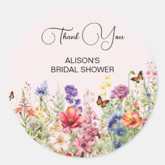 Hij Geeft Me Vlinders Bruidsfeest wilde bloemen Ronde Sticker