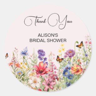 Hij Geeft Me Vlinders Bruidsfeestje wilde bloemen Ronde Sticker