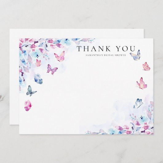 Hij Geeft Me Vlinders Bruidsjurk Feest Bedankkaart (Voorkant / Achterkant)