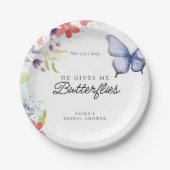 Hij Geeft Me Vlinders Bruiloftsfeest Papieren Bordje (Voorkant)