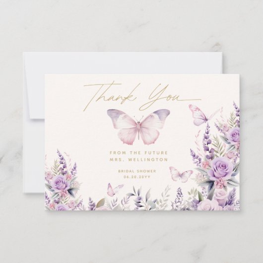 Hij Geeft Me Vlinders Wildbloemen Bruids douche Bedankkaart (Voorkant)