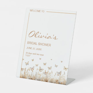 Hij geeft me vlinders Wildbloemen Vrijgezellenfees Reclamebord Met Voetstuk