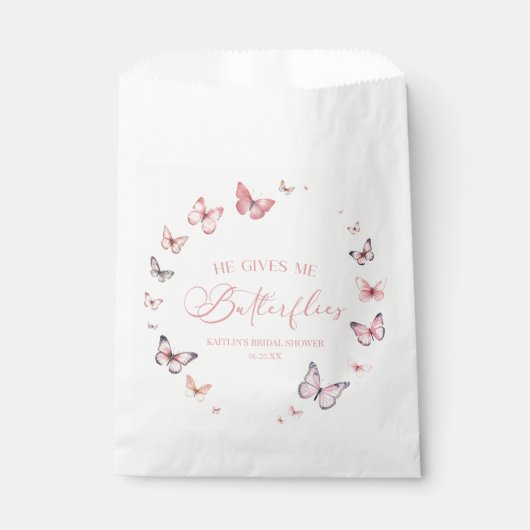 Hij geeft me vlinders zacht roze Vrijgezellenfeest Bedankzakje (Voorkant)