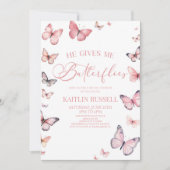 Hij geeft me vlinders zacht roze Vrijgezellenfeest Kaart (Voorkant)