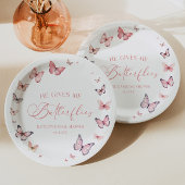 Hij geeft me vlinders zacht roze Vrijgezellenfeest Papieren Bordje