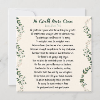 Hij geeft meer genadige platte kaart - groot notitiekaartje